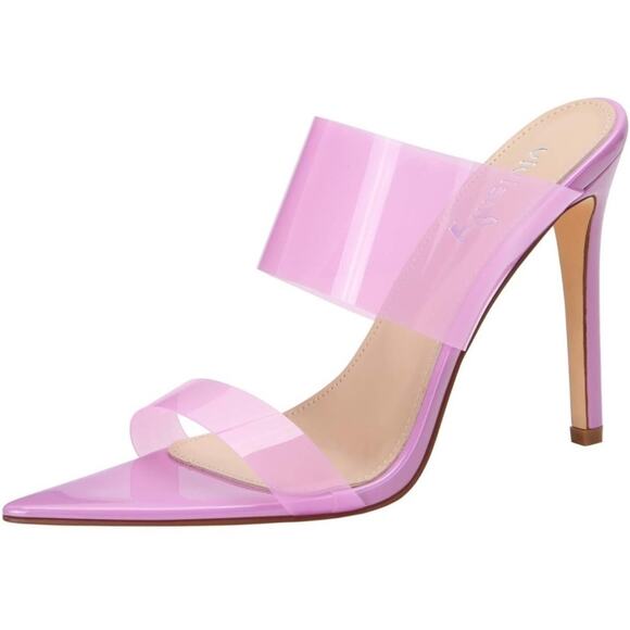 Vivianly Clear Pointed Toe Heels Transparent Strap Sz 8 - Picture 4 of 7